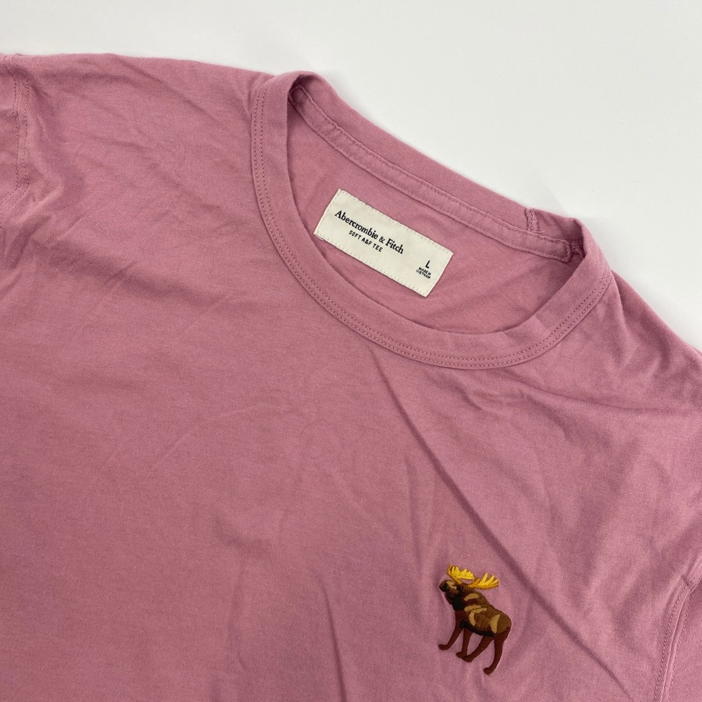 Abercrombie Fitch T Shirt Mens Large Dusty Rose Colored Moose Soft AF Preppy